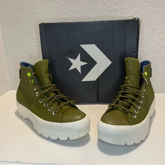 Converse Women's Moss Green High-Top Sneakers, Size 10 - Picture 1 of 6